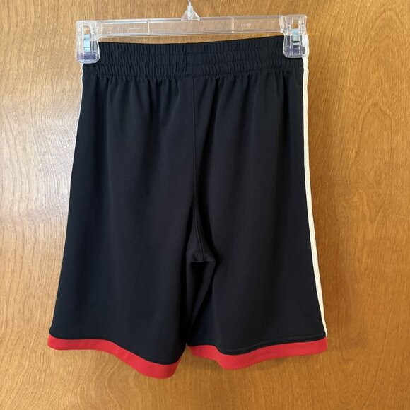 Youth Adidas Shorts Size Medium (10/12) Black with White Stripes Red Trim Soccer - Picture 3 of 6